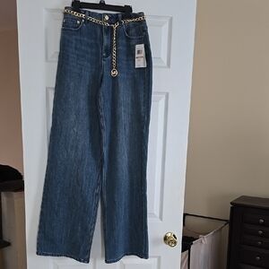 Blue Jeans with Gold Chain Accent